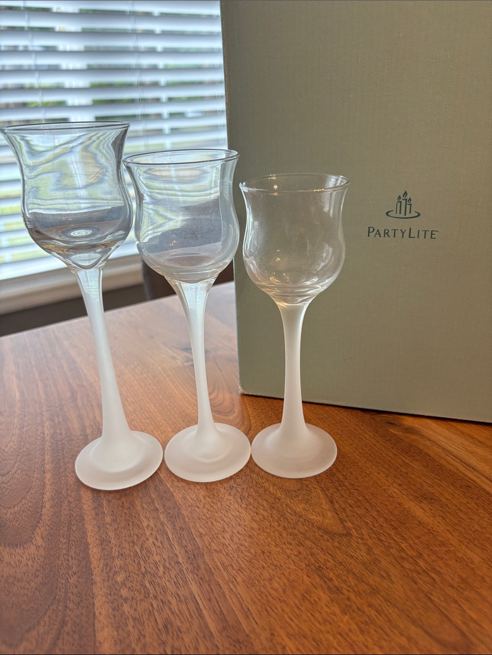 Partylite P9248 Iced Crystal Trio Glass Votive Candle Holder Set of 3